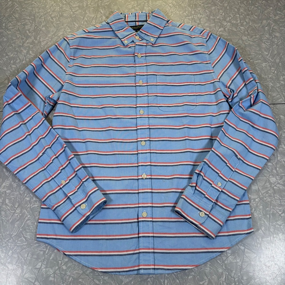 Aeropostale Mens Small Blue Striped Long Sleeve Button Down Oxford Shirt Cotton